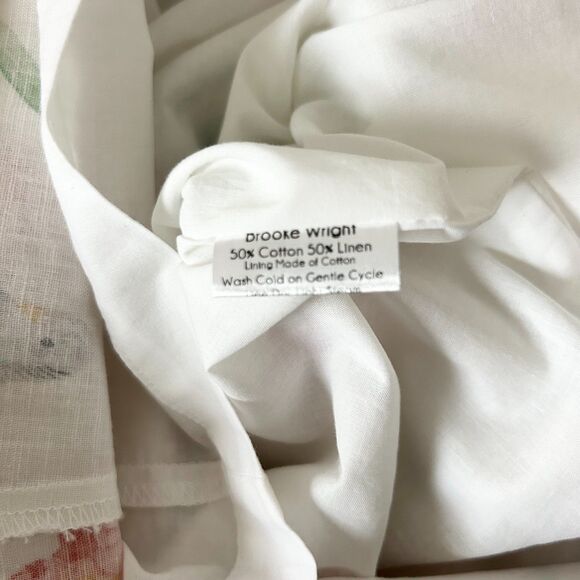 Brooke Wright Nancy Shift Mini Dress Floral Bird Print Cotton Linen Size XS - Picture 5 of 6